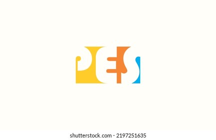 vector graphic logo design, P E S monogram logo, negative space logo, colorful style