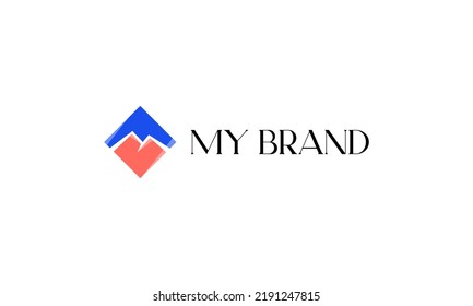 vector graphic logo design, pictogram logo combination ceramic and rock mountain in diagonal square shape