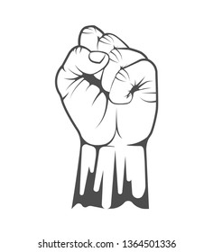 Vector graphic logo. Hand clenched into a fist. Emblem, element, label, sign, gesture.