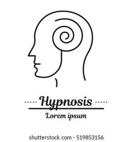 Vector Graphic Logo, Icon. Hypnosis And Hypnotherapy. A Man In A Trance.Clinic Logo, Psychology Disease. Concept Psychological Help. Linear, Flat, Contour, Thin. App, Template, Infographic. Symbol.