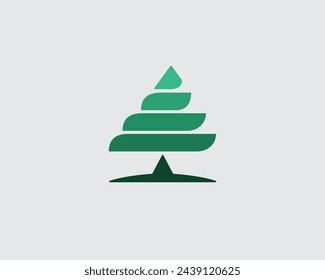 Vector graphic logo or icon of a spruce tree. Vector graphic flat style design illustration of a fir tree. Symbol of a pine tree. Logo template of a christmas tree.	