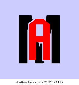 Vector graphic of the AM Logo. Letter Design Vector in Red and Black Colors. This vector is perfect for company logos, wedding name designs, labels, templates, banners, stickers, t-shirt designs,