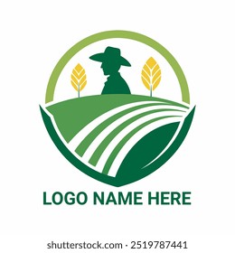 Logotipo gráfico del Vector para la agricultura y la agricultura modernas