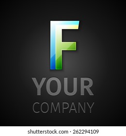 Vector graphic logo on black background, symbol, alphabet , Letter F