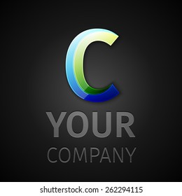 Vector graphic logo on black background, symbol, alphabet , Letter C