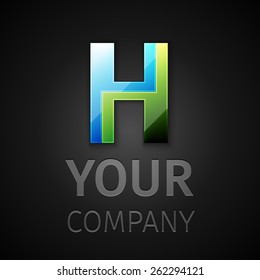 Vector graphic logo on black background, symbol, alphabet , Letter H