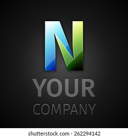Vector graphic logo on black background, symbol, alphabet , Letter N