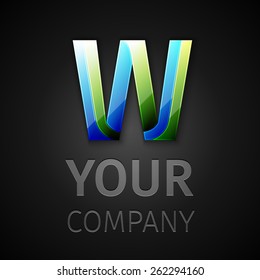 Vector graphic logo on black background, symbol, alphabet , Letter W