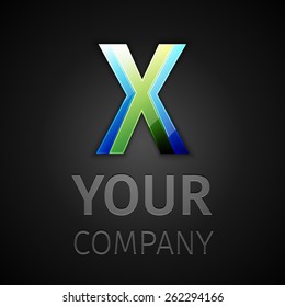 Vector graphic logo on black background, symbol, alphabet , Letter X