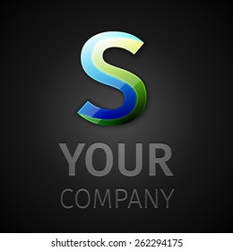 Vector graphic logo on black background, symbol, alphabet , Letter S