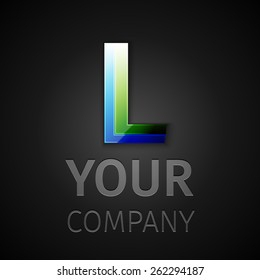 Vector graphic logo on black background, symbol, alphabet , Letter L