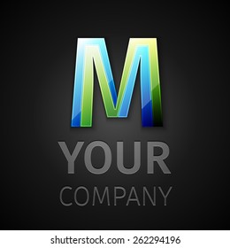 Vector graphic logo on black background, symbol, alphabet , Letter M