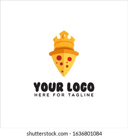 vector graphic logo of pizza with crown, Pizza King logo. perfect for fast food logo, Pizza Restaurant etc.