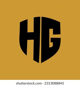 Vector graphic of Logo template vector monogram illustration of the alphabet HG or GH in black color on a gold background. This HG vector monogram is perfect for company logos, branding and labels etc