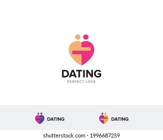 Vector graphic of love dating logo with hugging each. logo template