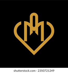 Vector graphic of the MA monogram logo in the shape of love. This MA vector is perfect for company logos, identity, wallpapers, t-shirt designs, wedding name designs and branding etc.