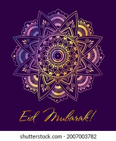 Vector graphic mandala banner. Can be used as a greeting cad. Eid mubarak