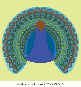 vector graphic mandala with a shape resembling a peacock that is precise and colorful, suitable for textile designs, carpets, banners, cards, and others.