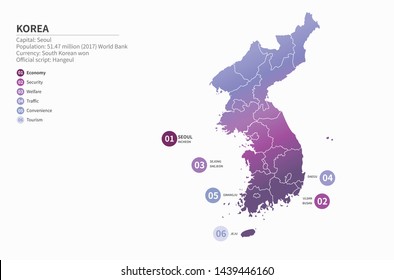 vector graphic map of korea