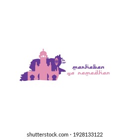 vector graphic of marhaban ya ramadhan good for ramadhan coming celebration. flat design. flyer design.flat illustration.