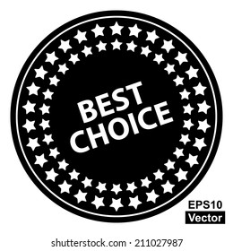 Vector : Graphic For Marketing Campaign, Present By Black and White Best Choice Icon With Group of Little Star Around Isolated on White Background 