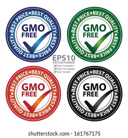 Vector : Graphic for Marketing Campaign, Product Information or Product Ingredient Concept Present By Colorful GMO Free Icon, Label or Sticker Isolated on White Background