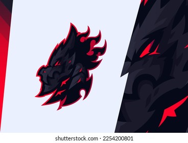 Vector graphic mascot logo template of black dragon perfect for esport and gaming logo