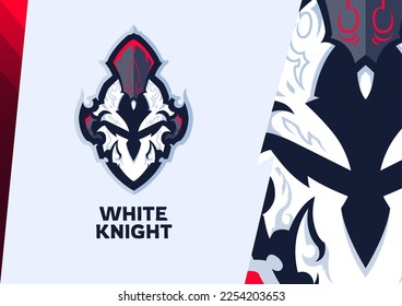 Vektorgrafik-Logo-Vorlage für weißen Ritter perfekt für Unterstützung und Gaming-Logo