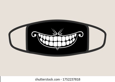 Vector graphic of masker. Perfect for masker design. with a devil smile illustration. for people who are bored with ordinary masks.