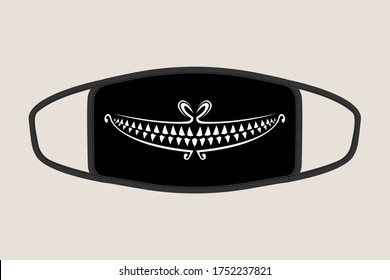 Vector graphic of masker. Perfect for masker design. with a devil smile illustration. for people who are bored with ordinary masks.