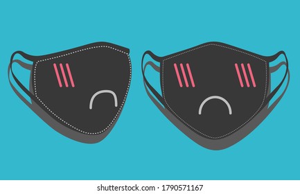 Vector graphic of masker. Perfect for masker design. with a sad and embarrassed expression illustration. 
