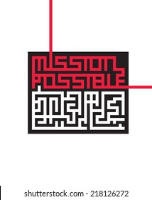 Vector Graphic Maze With Hidden Message Mission Possible