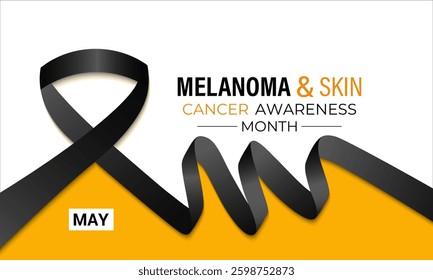 Vector graphic of Melanoma and skin cancer awareness month observed every year in May. This month is Promote sun safety practices to reduce the risk of skin cancer. Realistic Ribbon. Ultraviolet rays.