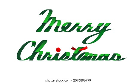 Vector graphic of "Merry Christmas" character made with green ribbon