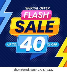 Vector graphic of Modern Colorful Flash Sale 40 Percent Advertising Banner Background. Perfect for Retail, Brochure, Banner, Business, Selling, etc