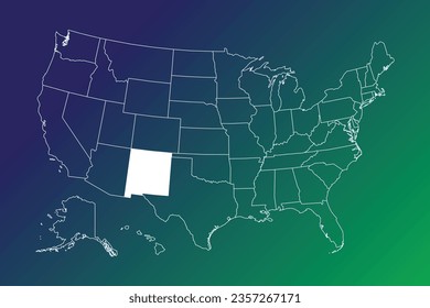 Vector graphic of modern editable map of the United States with each state able to be color filled independently