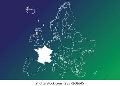 Vector graphic of modern editable map of Europe with each country able to be color filled independently