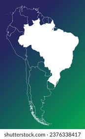 Gráfico vectorial del mapa editable moderno de Sudamérica con cada país capaz de ser colorido independientemente