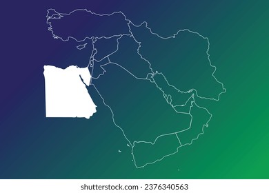 Gráfico vectorial de un mapa moderno editable de Medio Oriente con cada país capaz de ser colorido independientemente