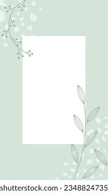 Vector graphic in modern floral design in pastel green. Free space for text. Template for invitations, greetings, card, web advertising, poster, social media posts and notes papers.