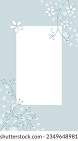 Vector graphic in modern floral design in pale blue tones. Free space for text. Template for invitations, greetings, advertising, posters, flyers and note papers.