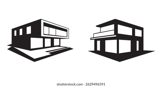 Gráfico de Vector de siluetas modernas de la casa