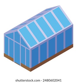Vector graphic of a modern roof with blue solar panels in isometric view