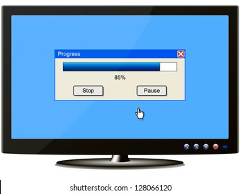 Vector graphic of a monitor showing a progress bar