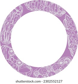 Colección florista monocromática vectorial con marco circular con recubrimientos diferentes. Establecido para bodas, cumpleaños. Imagen para textiles, diseño, reserva de recortes, invitaciones