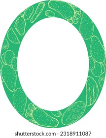 Vector graphic monochrome frame with cactus - an ingredient in national cuisines. National Asian, Italian  Kitchen Contour Collection. Image for textiles, scrapbooking, restaurant menus