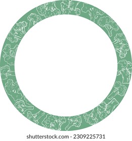 Vector graphic monochrome frame with ingredients of Korean cuisine: broccoli. National Asian Kitchen Contour Collection. Image for textiles, scrapbooking, restaurant menu