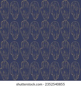Vector graphic monochrome pattern with Antwerp hands. National European cuisine Contour Collection. Image for textiles, scrapbooking, restaurant 