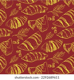 Patrón monocromo gráfico vectorial con cocina Omurice coreana. Colección de platos de cocina nacional asiática. Imagen para textiles, reserva de recortes, menús y comida rápida