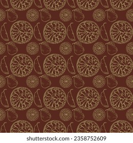 Vector graphic monochrome pattern with pear pie. Collection for autumn holidays. Image for textiles, scrapbooking, restaurant